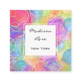 Colorful Rainbow Gold Holographic Luxury Modern Square