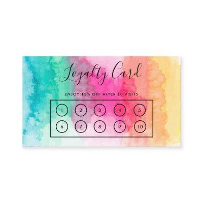 Colorful Rainbow Watercolor Custom Loyalty Card