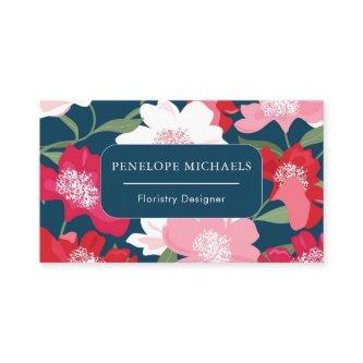 Colorful Red Floral Pattern Blue
