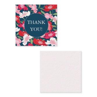 Colorful Red Pink Floral Blue Blush Thank You Enclosure Card