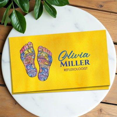 Colorful Reflexology Footprints flourish ornament