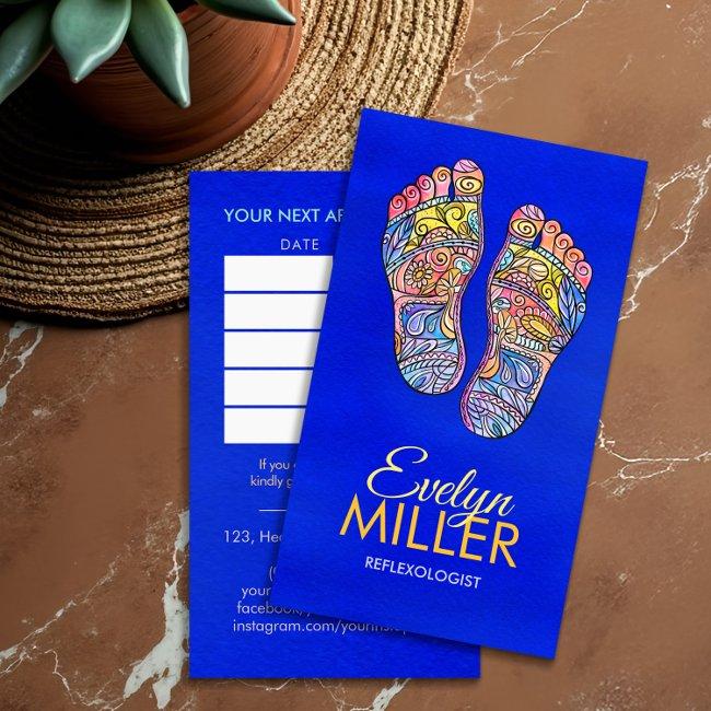 Colorful Reflexology Footprints flourish ornament