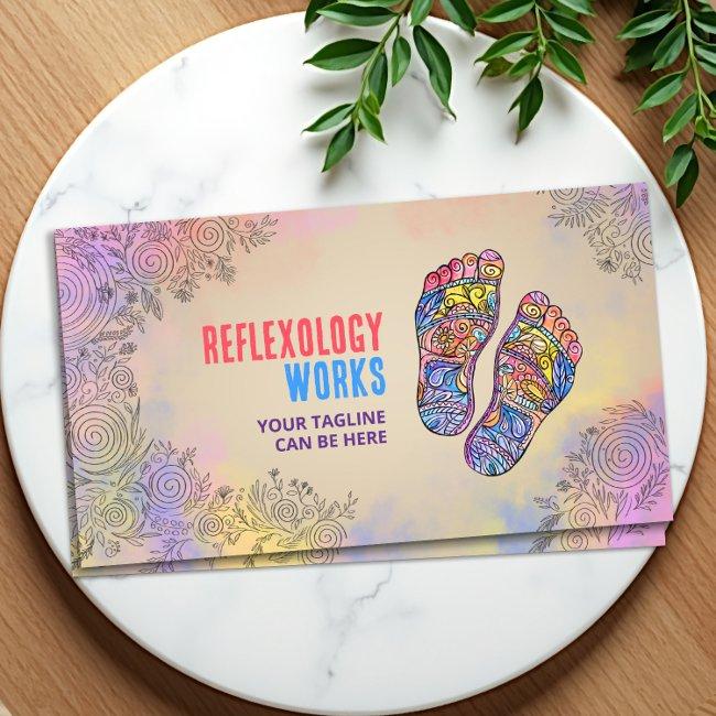 Colorful Reflexology Footprints flourish ornament