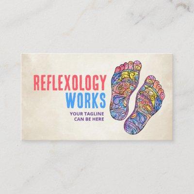 Colorful Reflexology Footprints flourish ornament