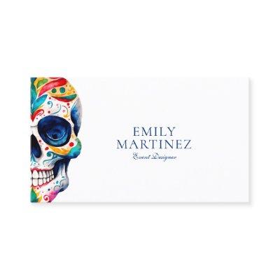 Colorful Retro Floral Sugar Skull On White