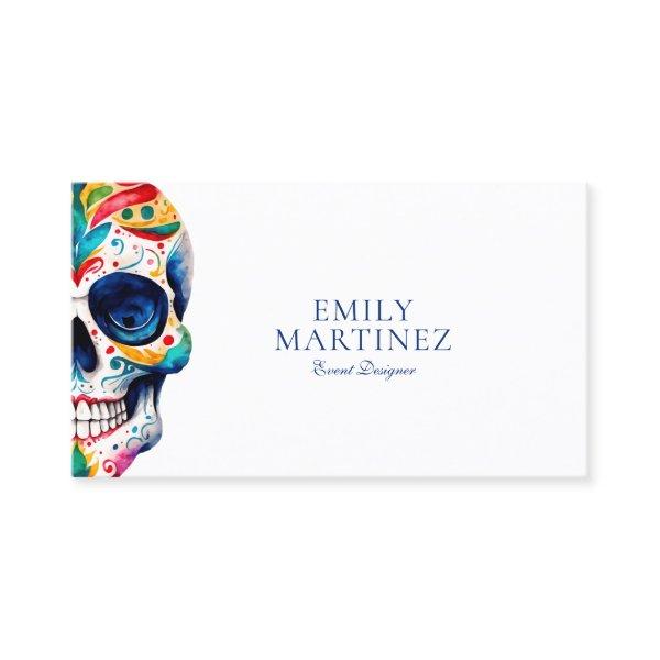 Colorful Retro Floral Sugar Skull On White