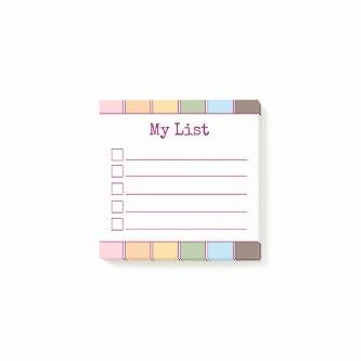 Colorful Retro Lined Checklist  Post-it Notes