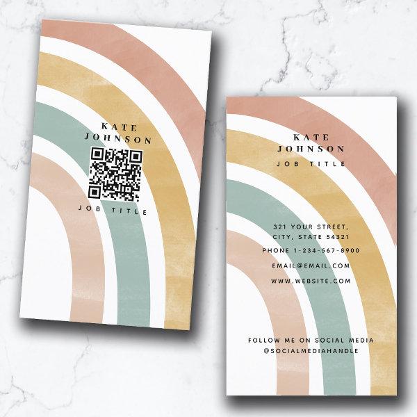 Colorful Retro Rainbow QR Code Social Media