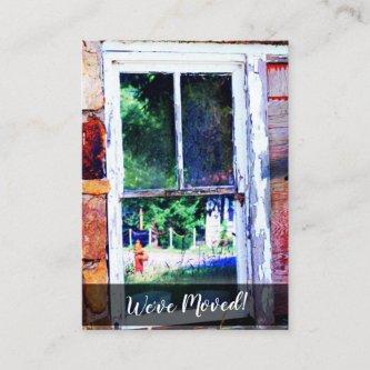 Colorful Shabby House Window "We've Moved" Card