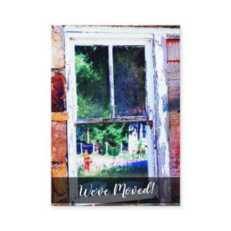 Colorful Shabby House Window "We've Moved" Card