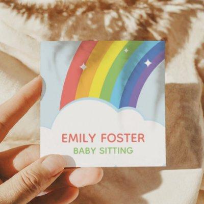 Colorful Sparkly Rainbow Clouds Custom  Square