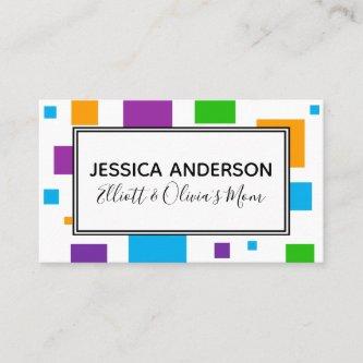 Colorful Squares Mommy Playdate Calling Card