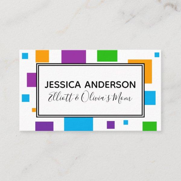 Colorful Squares Mommy Playdate Calling Card