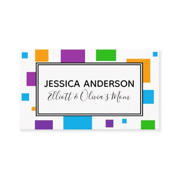 Colorful Squares Mommy Playdate Calling Card