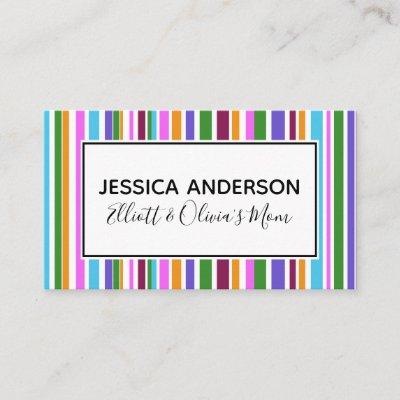 Colorful Stripes Mommy Playdate Calling Card