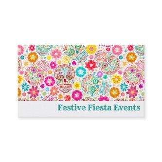 Colorful Sugar Skulls and Flowers Fiesta