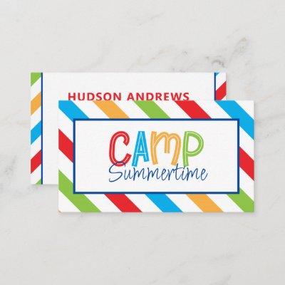 Colorful Summer Camp Personalized Contact Cards