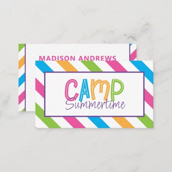 Colorful Summer Camp Personalized Contact Cards