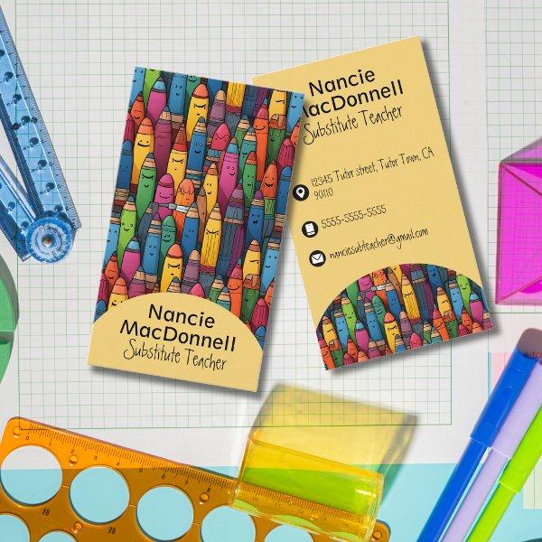 Colorful Teacher Tutoring Crayon Pattern