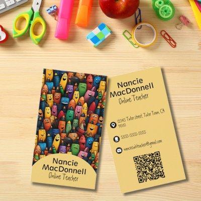 Colorful Teacher Tutoring Pen Pattern QR Code
