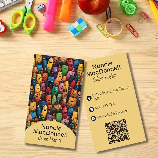 Colorful Teacher Tutoring Pen Pattern QR Code