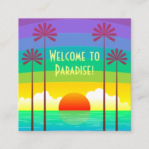 Colorful Tropical Rainbow Ocean Sunset Vacation Square