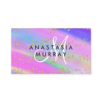 Colorful Unicorn Rainbow Gold Glitter Monogram