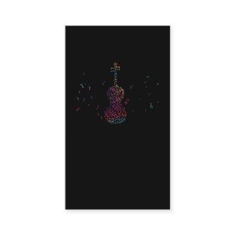 Colorful Violin Player Musical Notes String Instru