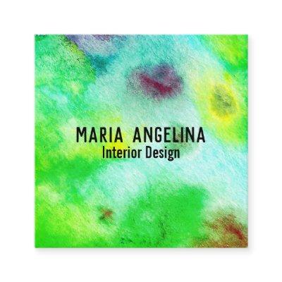 Colorful watercolor abstract art modern green square