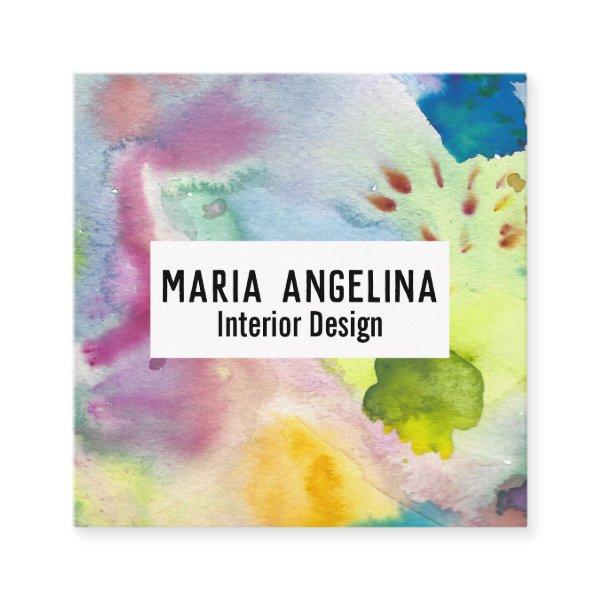 Colorful watercolor abstract art modern splashes square