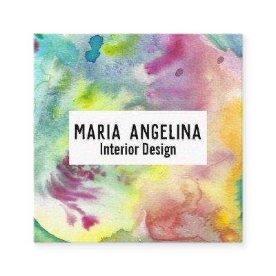 Colorful watercolor abstract art modern splashes square