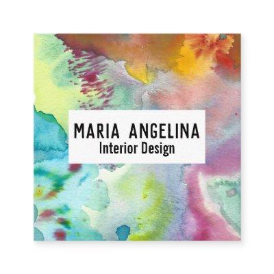 Colorful watercolor abstract art modern splashes square