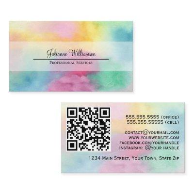 Colorful Watercolor Clouds with QR Code Pretty