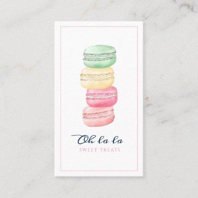 Colorful Watercolor French Macaron Bakery & Sweets