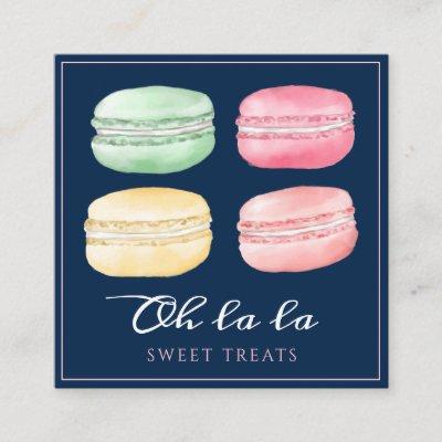 Colorful Watercolor French Macaron Bakery & Sweets Square