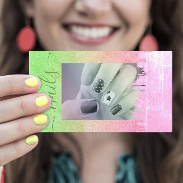 Colorful Watercolor Rainbow Nails Photo Template