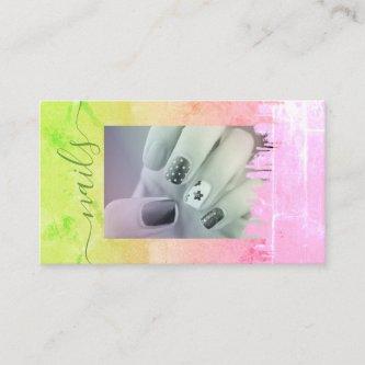 Colorful Watercolor Rainbow Nails Photo Template
