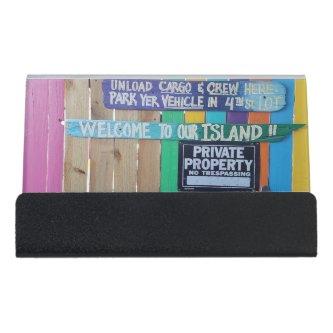 Colorful Welcome Island sign Carribean Desk  Holder