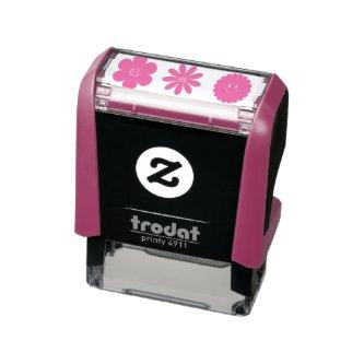colourful flowers smiling faces self-inking stamp