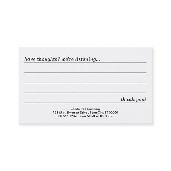 comment card