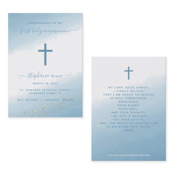 Communion Cross Blue Watercolor