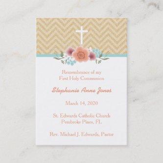 Communion Floral Swag in Gold and Aqua