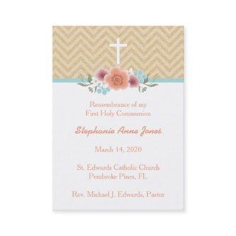 Communion Floral Swag in Gold and Aqua