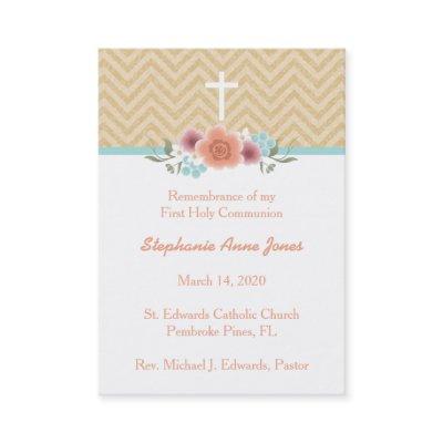 Communion Floral Swag in Gold and Aqua