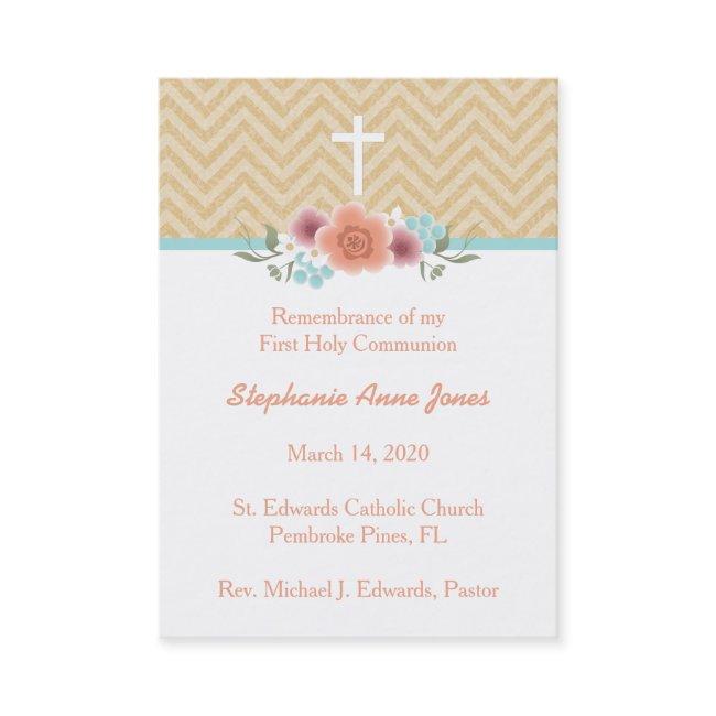 Communion Floral Swag in Gold and Aqua