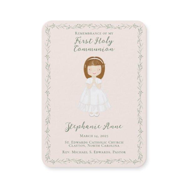 Communion Girl Praying Prayer Card
