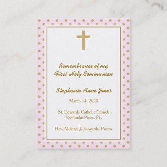 Communion Pink with Gold Polka Dots