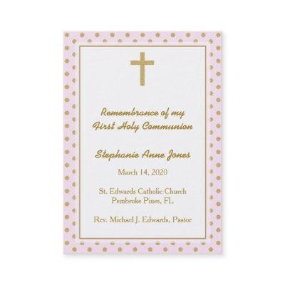 Communion Pink with Gold Polka Dots
