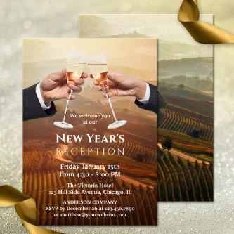 Company Champagne New Year's Open House Reception Invitation