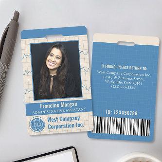 Company Employee Office Custom Photo Bar Code Logo Badge